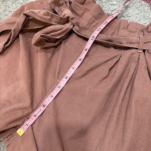 American Eagle Pink Corduroy Paperbag Wide Leg Pants Size M - Picture 7 of 12